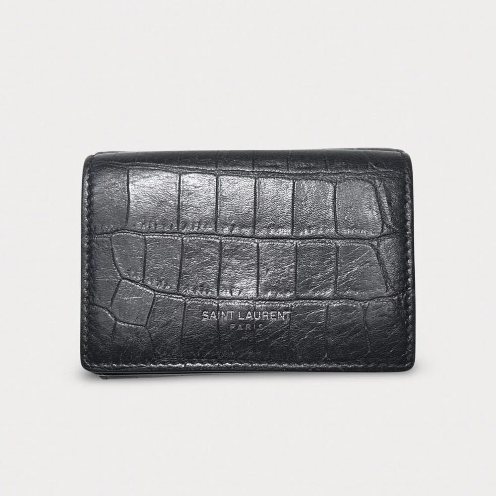 Saint Laurent Crocodile Embossed Card Wallet